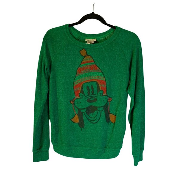 Disney Parks Women's Christmas Goofy Top Size S Green Holiday Lightweight Knit - Picture 1 of 6